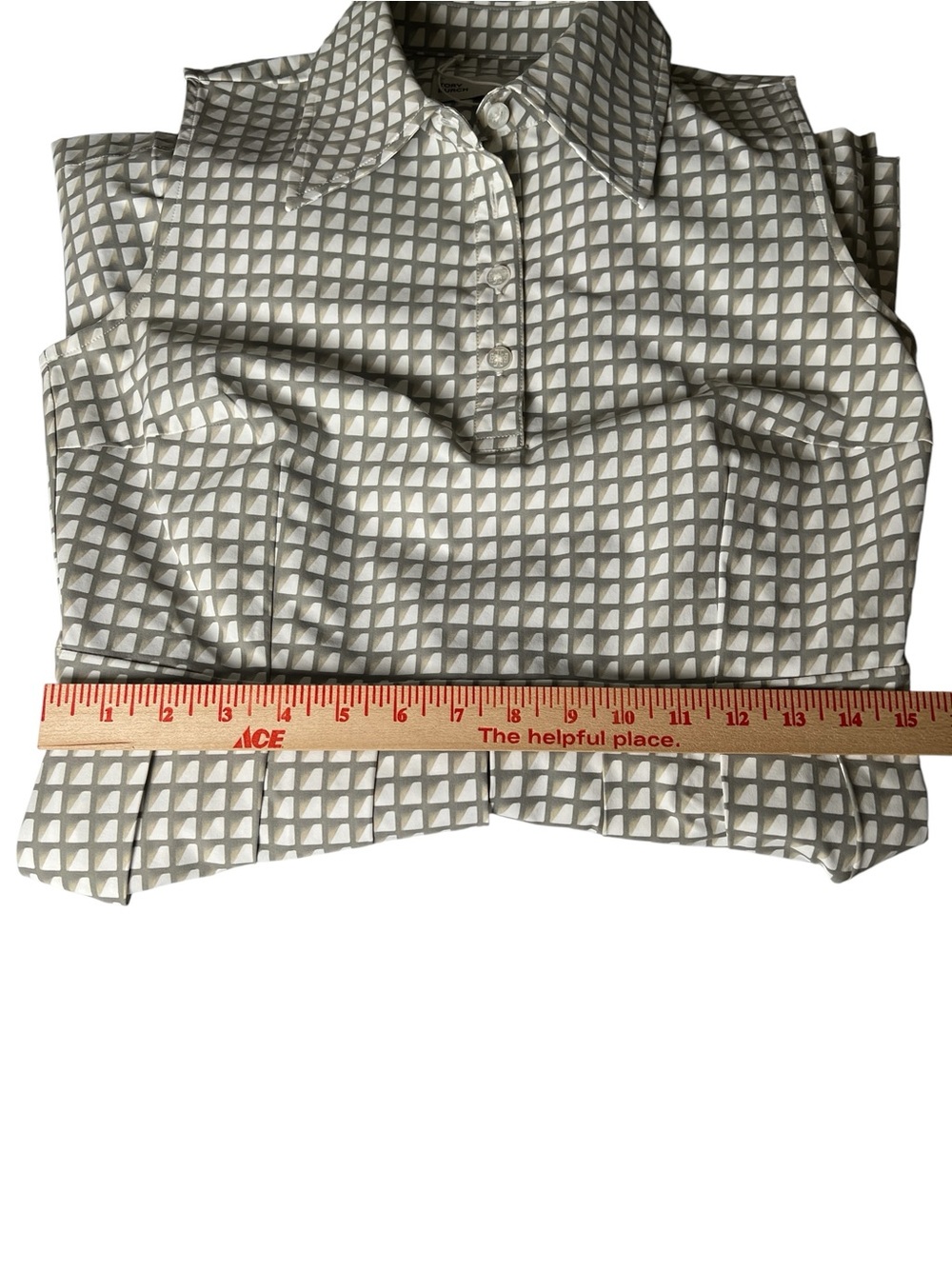 Tory Burch Stretch Golf Pleated Shirt Dress in Grey Gradient Gingham Size 6 - Picture 11 of 15